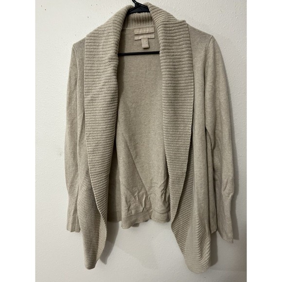 BANANA REPUBLIC Womens Lightweight Open Front Long Cardigan Sweater Beige Medium - Picture 1 of 3
